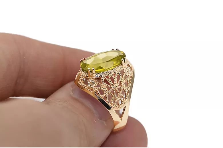 Anneau Vintage Péridot jaune Or jaune 14 carats vrc074y